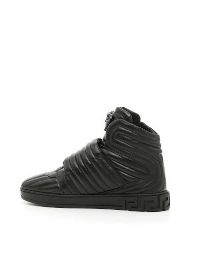 Shop Versace Nappa Sneakers In Nero|nero