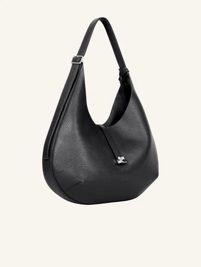 Courrèges Logo-buckle Top Handle Shoulder Bag In Black