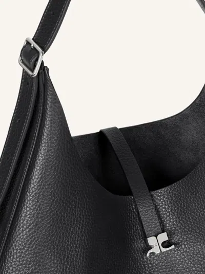 Courrèges Logo-buckle Top Handle Shoulder Bag In Black