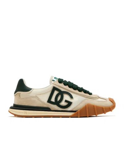 Dolce & Gabbana Dg Athletic Black Low Top Sneakers With Logo Patch On The Tongue And Maxi Logo On The Side In Suede 