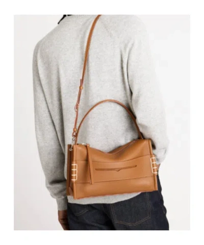 Jw Anderson Loafer Leather Shoulder Bag With Detachable Strap In Brown