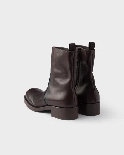 Prada Leather Mid-calf Boots In Brown