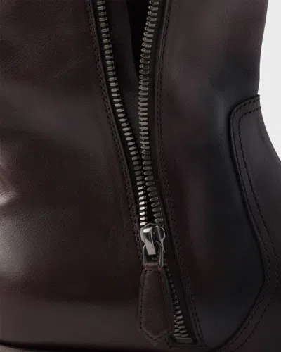 Prada Leather Mid-calf Boots In Brown