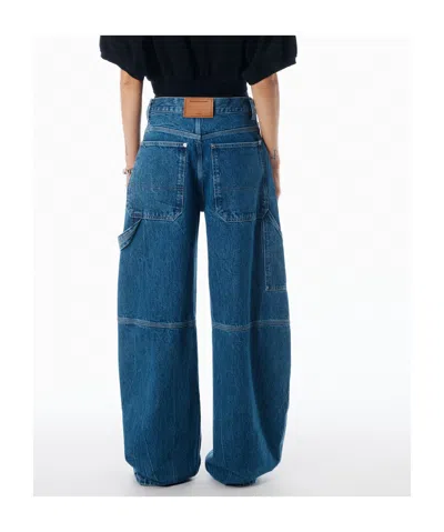 Alexander Wang Alexanderwang. T Prestyled High Rise Oversized Jeans With Logo Elastic In Deep Blue