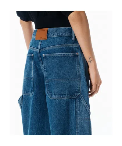Alexander Wang Alexanderwang. T Prestyled High Rise Oversized Jeans With Logo Elastic In Deep Blue