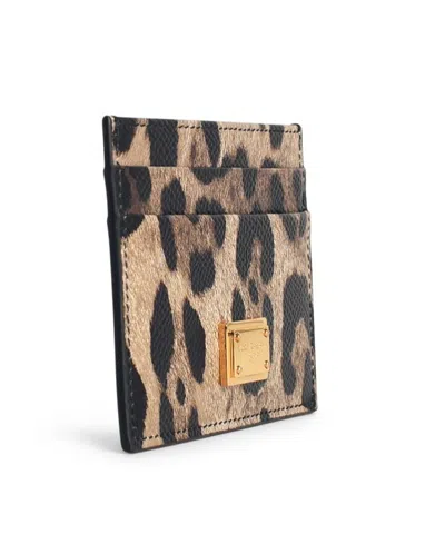 Dolce & Gabbana Leopard-print Logo-plaque Cardholder In Animal Print