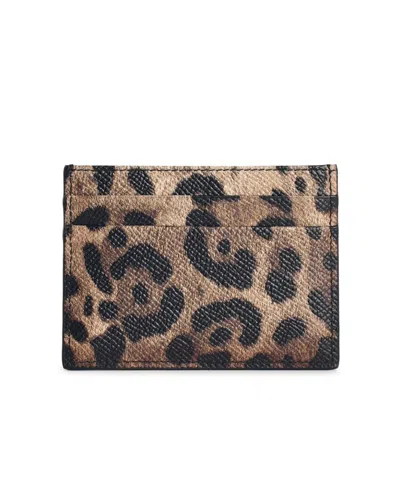 Dolce & Gabbana Leopard-print Logo-plaque Cardholder In Animal Print