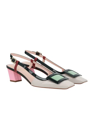 Roger Vivier Belle Vivier Multicolour Patent Leather Slingback In Multi