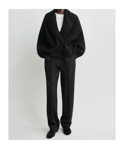 Totême Toteme Wool Knit Scarf-lapel Cardigan With Double-breasted Design In Black