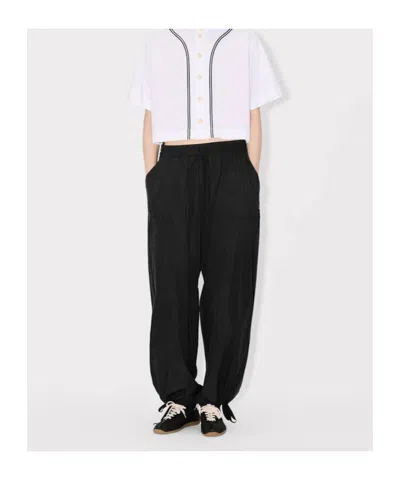 Kenzo Adjustable Drawstring Cargo Pants In Black