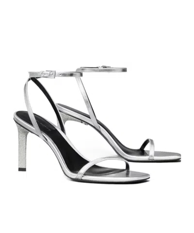Tory Burch Pave Heel Sandal 90mm Sandals Silver In White