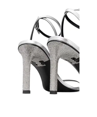 Tory Burch Pave Heel Sandal 90mm Sandals Silver In White