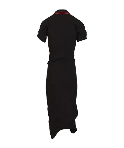 Vivienne Westwood Ruched Polo Dress Asymmetric Hem Keyhole In Black