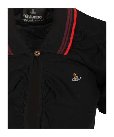 Vivienne Westwood Ruched Polo Dress Asymmetric Hem Keyhole In Black