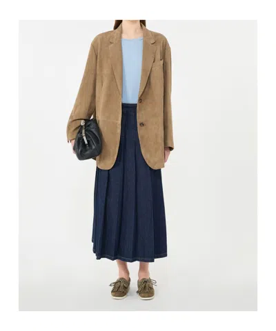 Weekend Max Mara Wkdcedro Single-breasted Suede Blazer In Brown