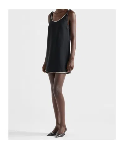 Prada Compact Sablé Mini-dress In Black