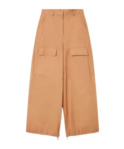Stella Mccartney Wide Leg Nylon Blend Silk Cargo Trousers In Brown