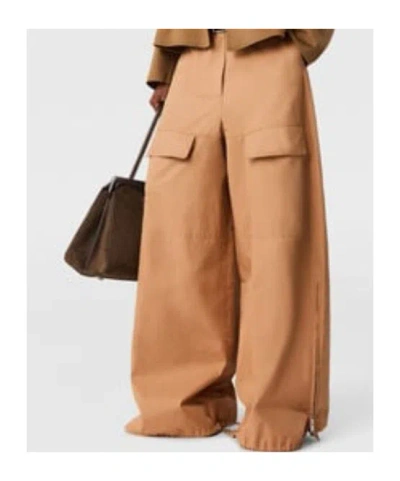 Stella Mccartney Wide Leg Nylon Blend Silk Cargo Trousers In Brown