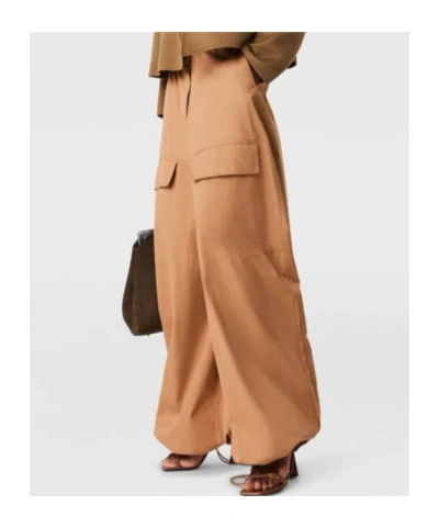 Stella Mccartney Wide Leg Nylon Blend Silk Cargo Trousers In Brown