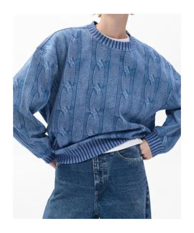 Rag & Bone Miramar Cable-effect Sweatshirt In Blue
