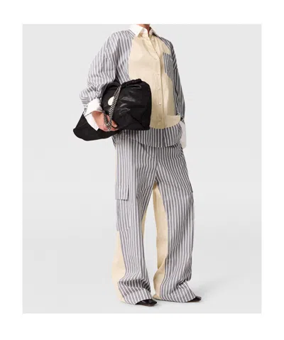 Stella Mccartney Oversized Mixed Stripe Cargo Trousers In White