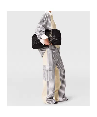 Stella Mccartney Oversized Mixed Stripe Cargo Trousers In White