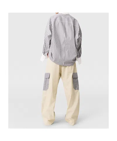 Stella Mccartney Oversized Mixed Stripe Cargo Trousers In White