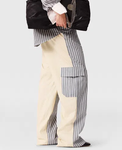 Stella Mccartney Oversized Mixed Stripe Cargo Trousers In White
