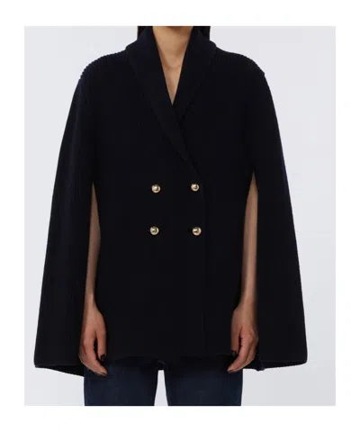 Max Mara Short Double-breasted Cape In Black