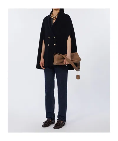Max Mara Short Double-breasted Cape In Black
