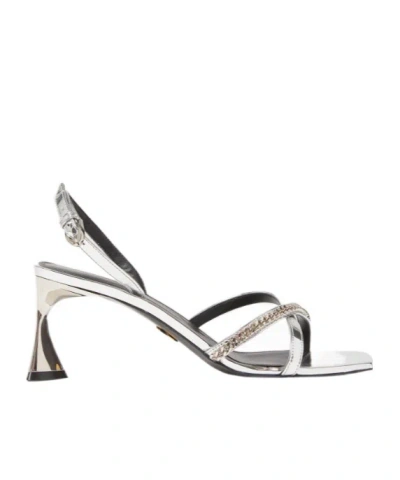 Stella Mccartney Elsa Embellished Mirrored Slingback Sandals In Silver