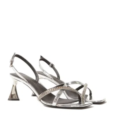 Stella Mccartney Elsa Embellished Mirrored Slingback Sandals In Silver