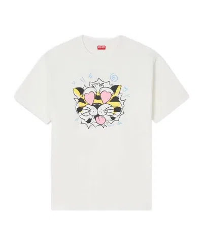 Kenzo Tiger Graphic Short Sleeve Crew Neck T Shirt In White