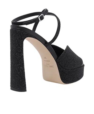 Jimmy Choo Karli 125 Glitter Platform Sandals In Black