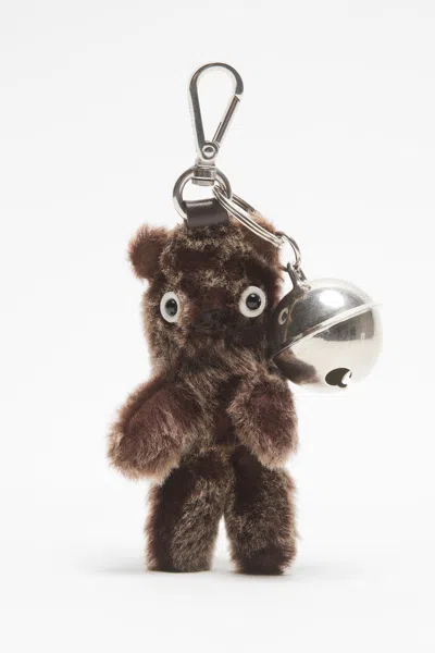 Acne Studios Shearling Key Holder Teddy Bear Bell In Brown