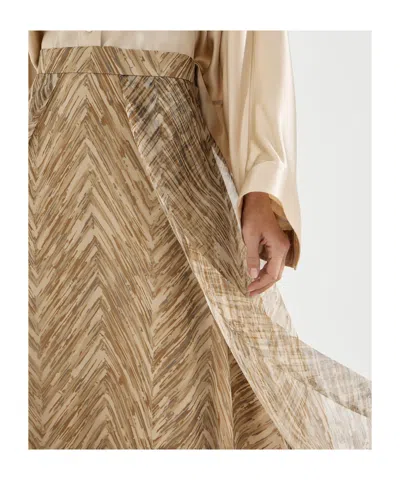 Brunello Cucinelli Chevron-pattern Midi Skirt In Neutral