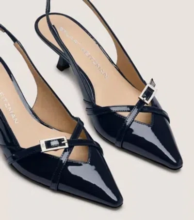 Stuart Weitzman Georgie Slingback 50 Pointed-toe Sandals In Blue
