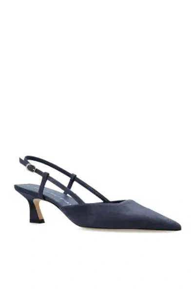 Stuart Weitzman Vinnie 50 Slingback Pointed-toe Sandals In Blue