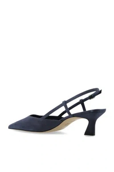 Stuart Weitzman Vinnie 50 Slingback Pointed-toe Sandals In Blue