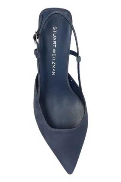 Stuart Weitzman Vinnie 50 Slingback Pointed-toe Sandals In Blue