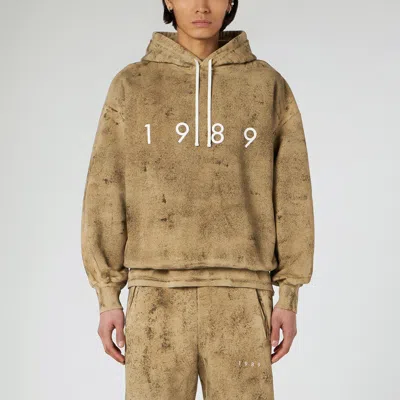 1989 Studio Brushed Cotton Hoodie With Embossed Logo In Brown