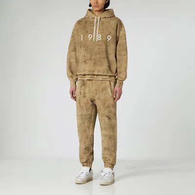 1989 Studio Brushed Cotton Hoodie With Embossed Logo In Brown