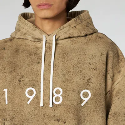 1989 Studio Brushed Cotton Hoodie With Embossed Logo In Brown