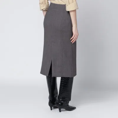 Mm6 Maison Margiela Brown And Beige Patterned Wool Midi Skirt In Gray