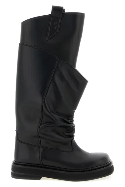 Attico Passeggiata Black Boots With Heel-tab And Rubber Sole In Leather Woman In Black