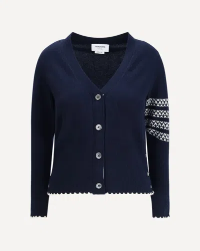 Thom Browne Holiday Merino Hector Intarsia Cardigan In Blue