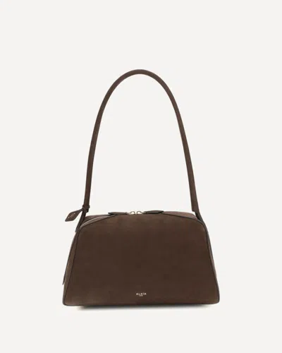 Alaïa Le Bouledogue Bowling Shoulder Bag In Nubuck Leather In Brown