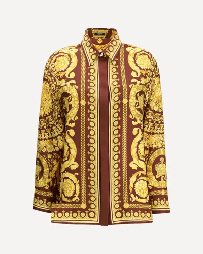 Versace Heritage Baroque Print Silk Shirt In Multi
