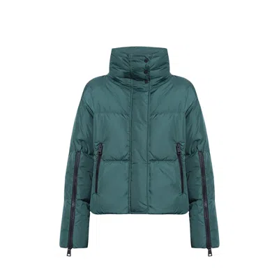 Herno Bicolor Polyamide Coat In Green