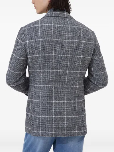 Brunello Cucinelli Deconstructed Wool Jacket Checked Pattern In Gray